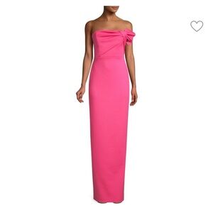 Black Halo Strapless Pink Bow Column Gown size 8 NWT